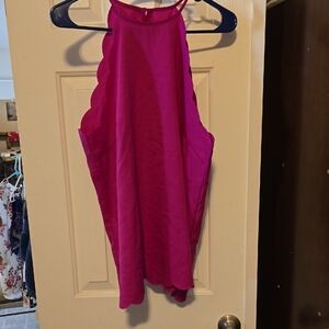 SHEIN Vibrant Pink Scalloped Tank Top